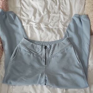 Aerie Light Blue Zip-Front Joggers